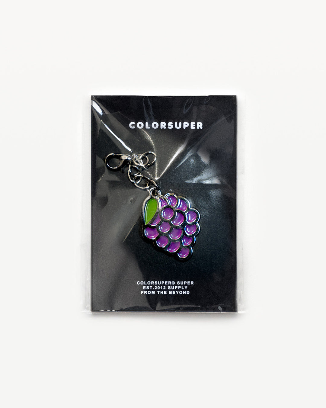 Chrome berry bikini charm with lobster clasp.