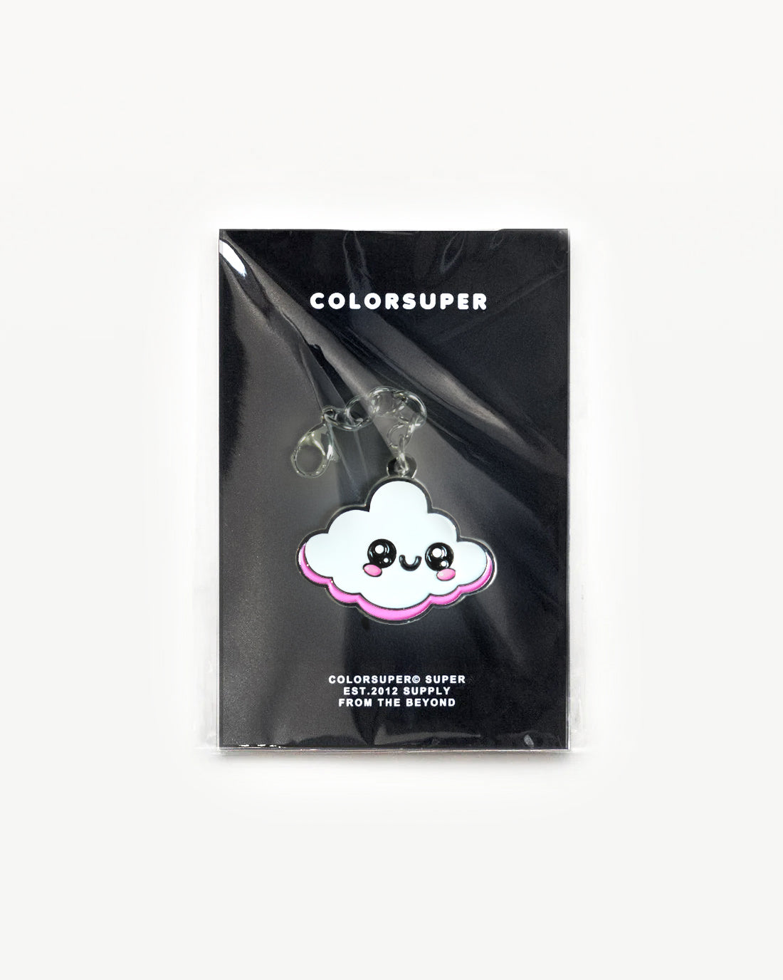 Cute Cloud charm in packaging, featuring blushing cheeks and soft edges, perfect for mood-boosting accessories.