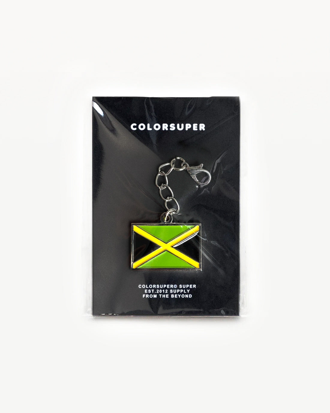 Chrome Brazilian flag bikini charm with lobster clasp.