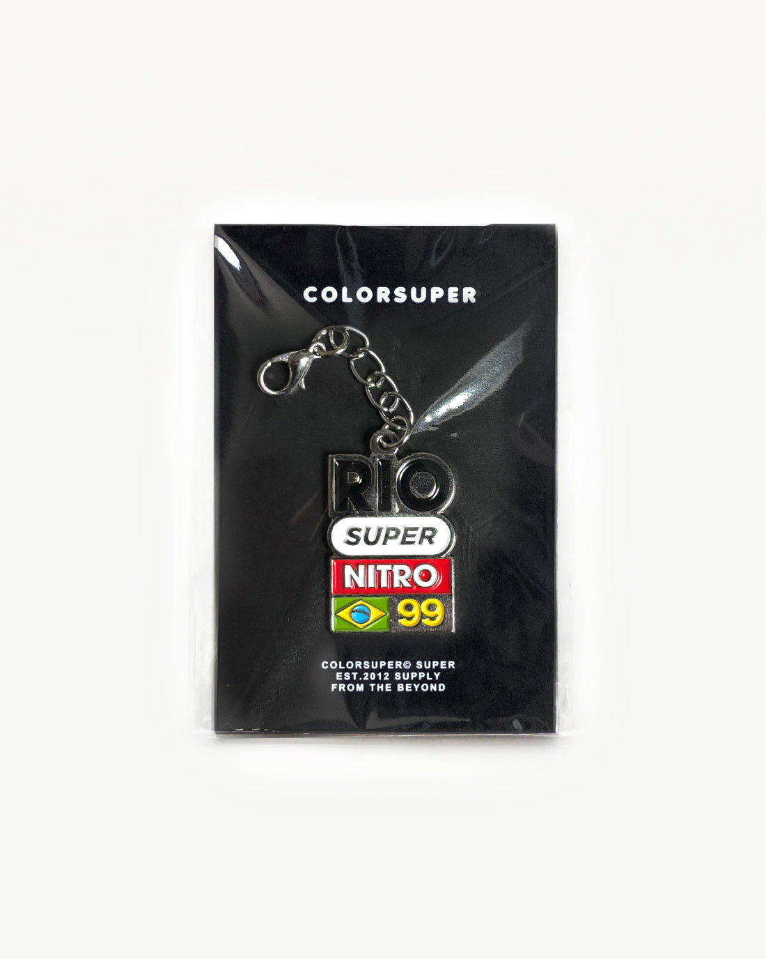 Chrome Brazilian-inspired stack black bikini charm with lobster clasp.