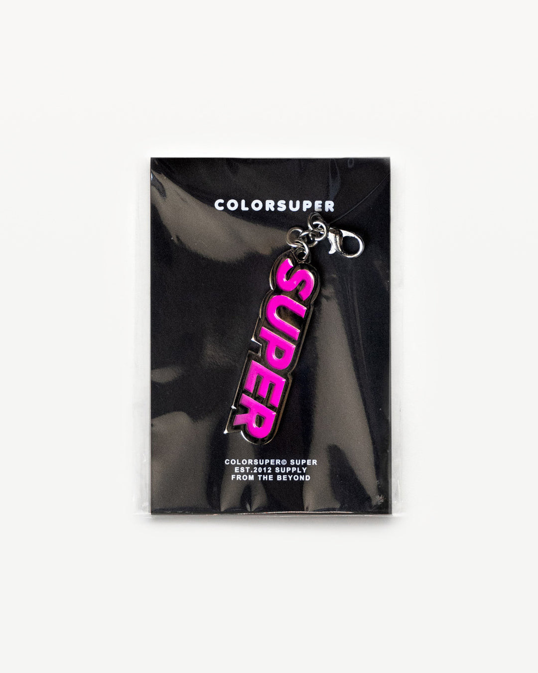 Chrome Super pink bikini charm with lobster clasp.