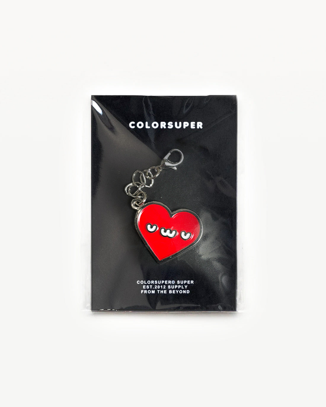 Chrome uwu heart bikini charm with lobster clasp.
