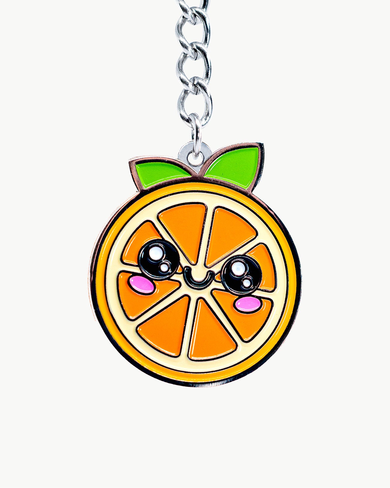 Juicy Fruit Orange charm with cute smiling face and vibrant colors, perfect for adding fun to any accessory.