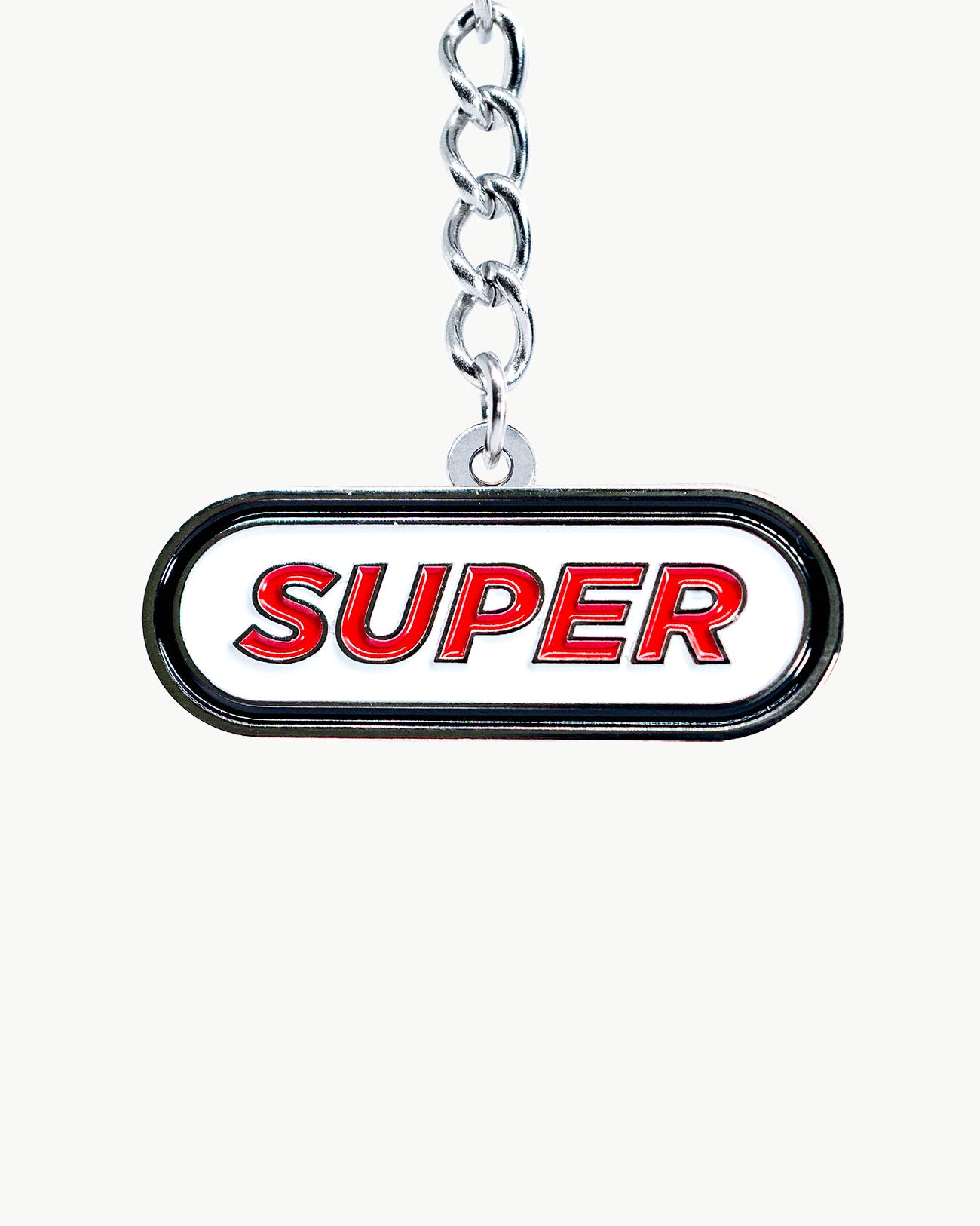 Bikini Charm: Iconic SUPER CELL charm with bold red lettering, perfect for stylish accessory additions.