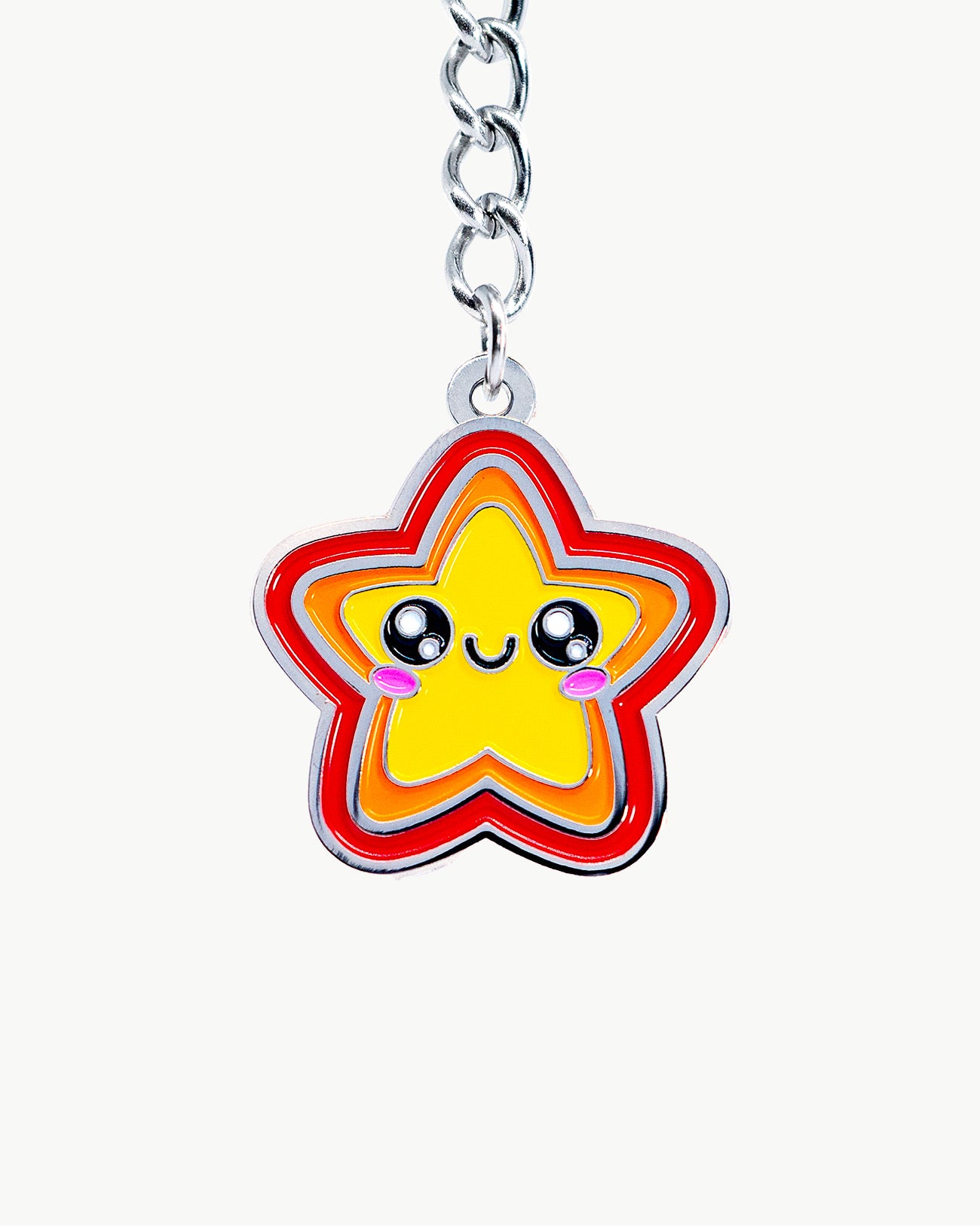 Triple Star charm featuring a vibrant yellow star with smiling face, perfect for adding shine to your collection.