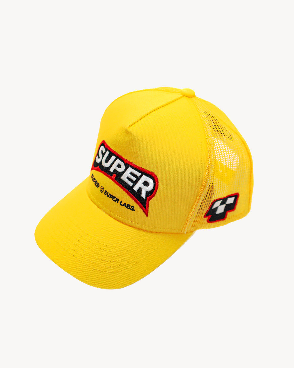 Vamp Snapback Yellow cap with embroidered designs and mesh back for style and comfort.
