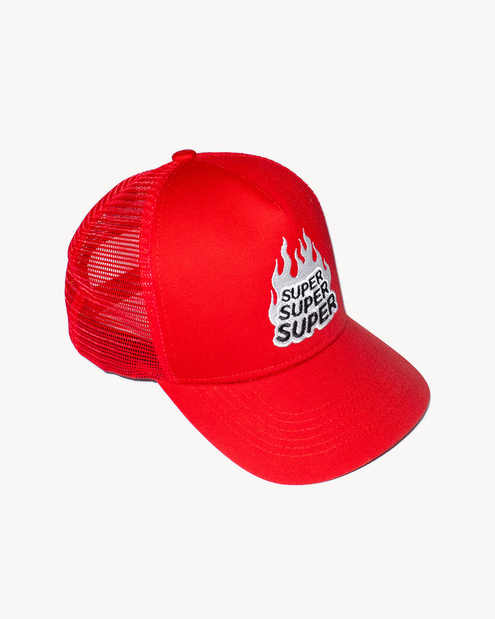 Triple Heat Snapback Red cap with unique embroidered design and mesh back for a comfortable fit.